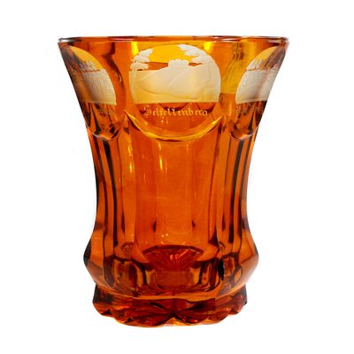 Beaker with silver-yellow stain and cut views of Bad Pyrmont, around 1845-50