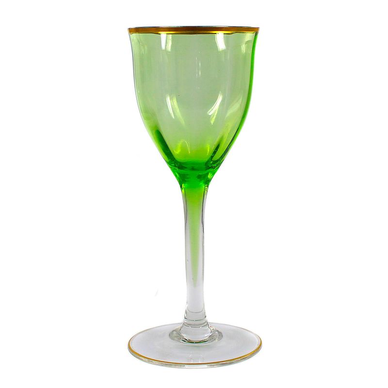3 stem glasses with optically ribbed bowl and light green inner catch, rain hut