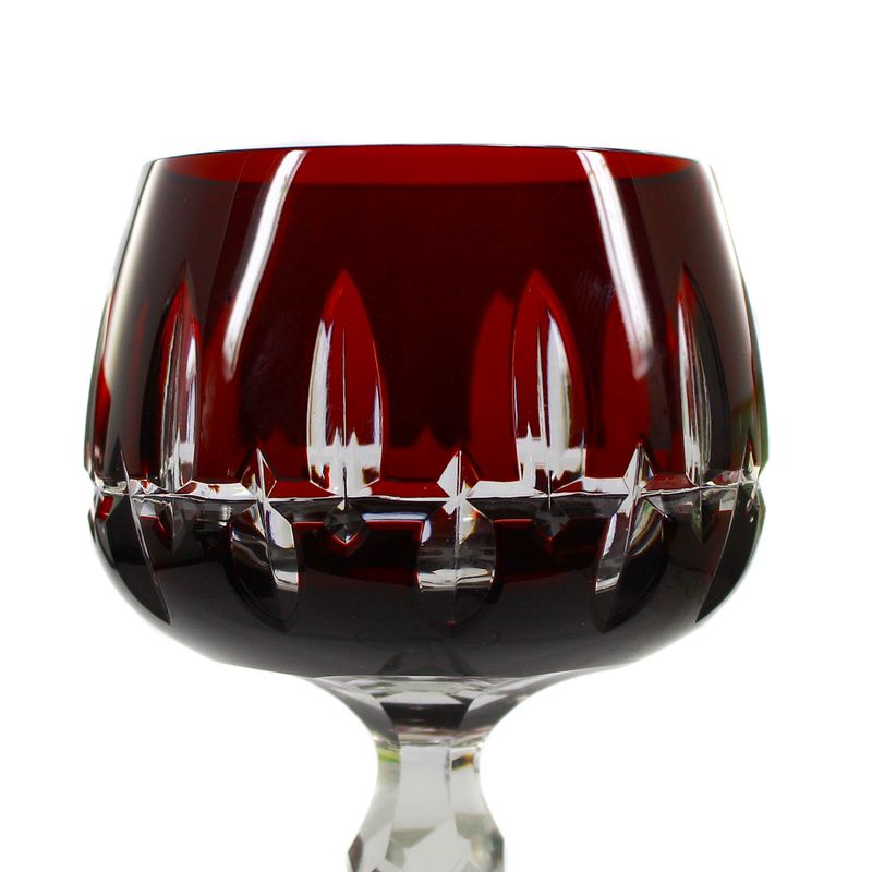 Stem glass with copper ruby overlay and wedge cut decoration, Bavarian Forest