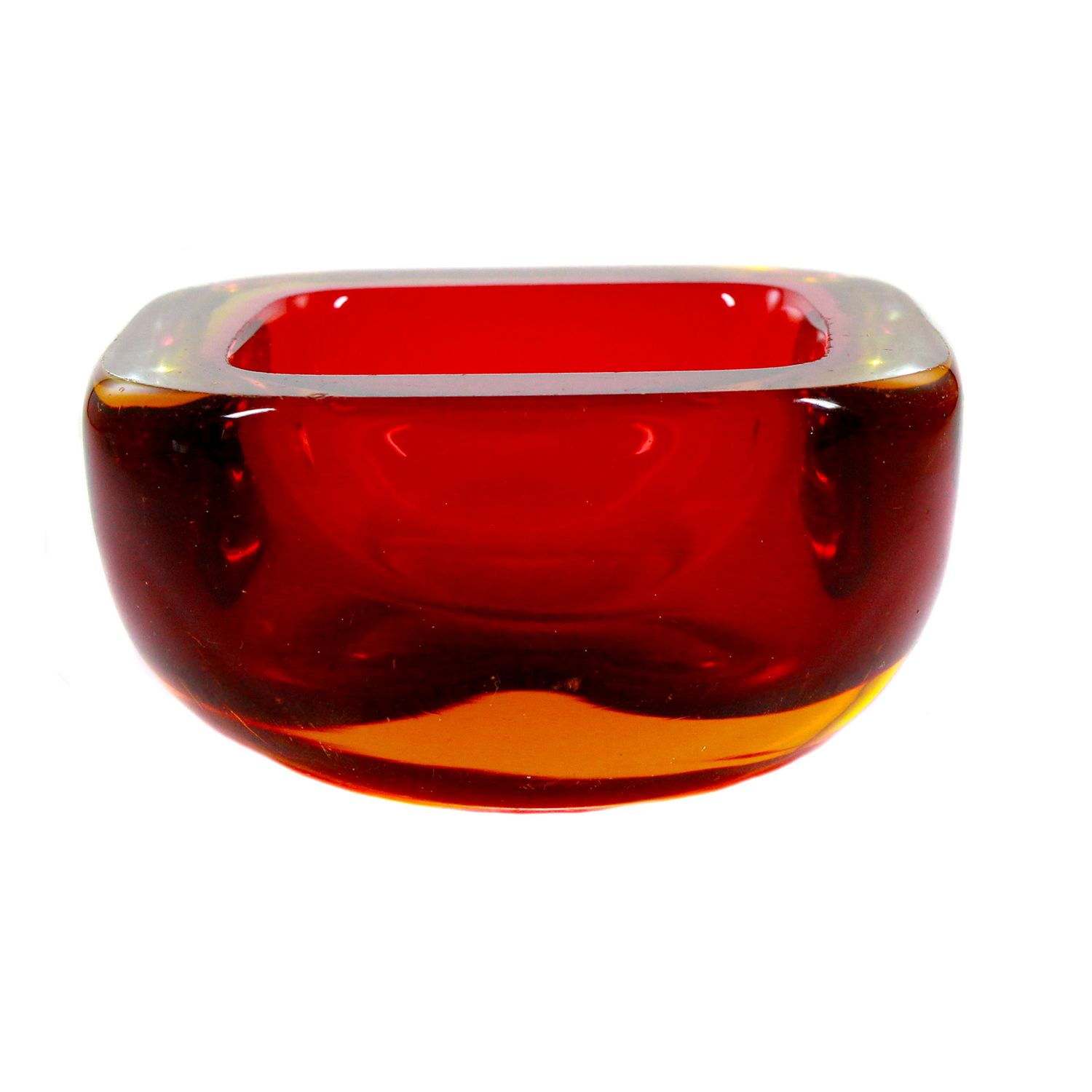 Small Sommerso bowl with red interior, Murano around 1955-60