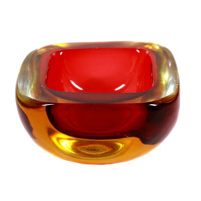 Small Sommerso bowl with red interior, Murano around 1955-60