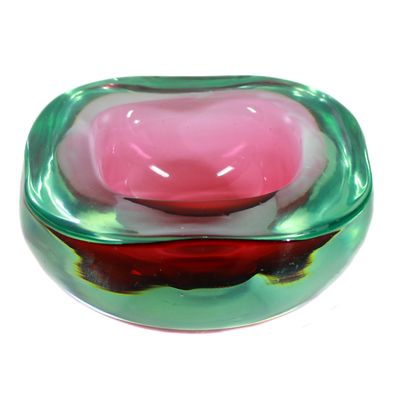 Small Sommerso bowl with pink interior, Seguco Verti d&#39;Arte around 1955-60
