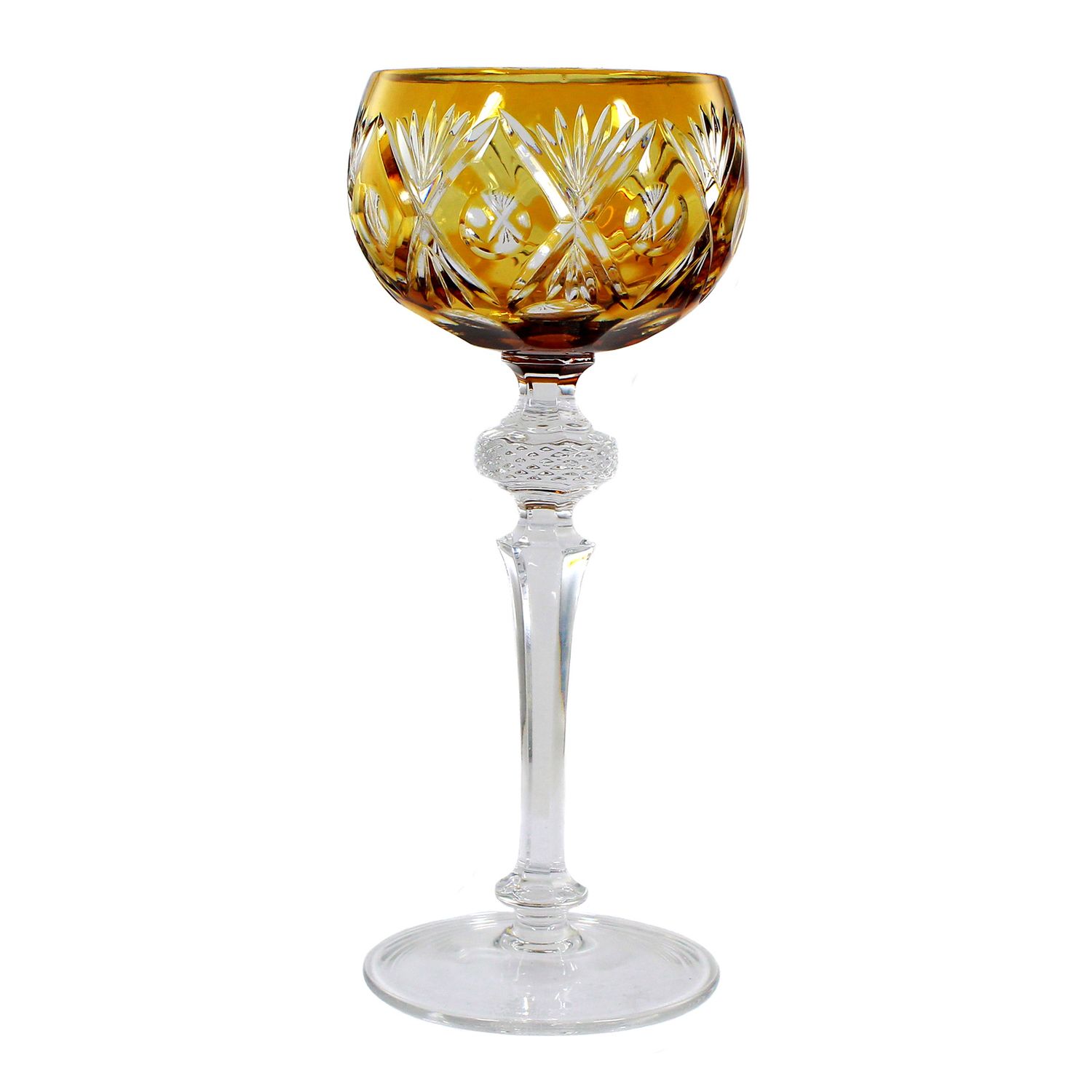 Stem glass made of colorless crystal glass with topaz-colored overlay, WMF Cabinet