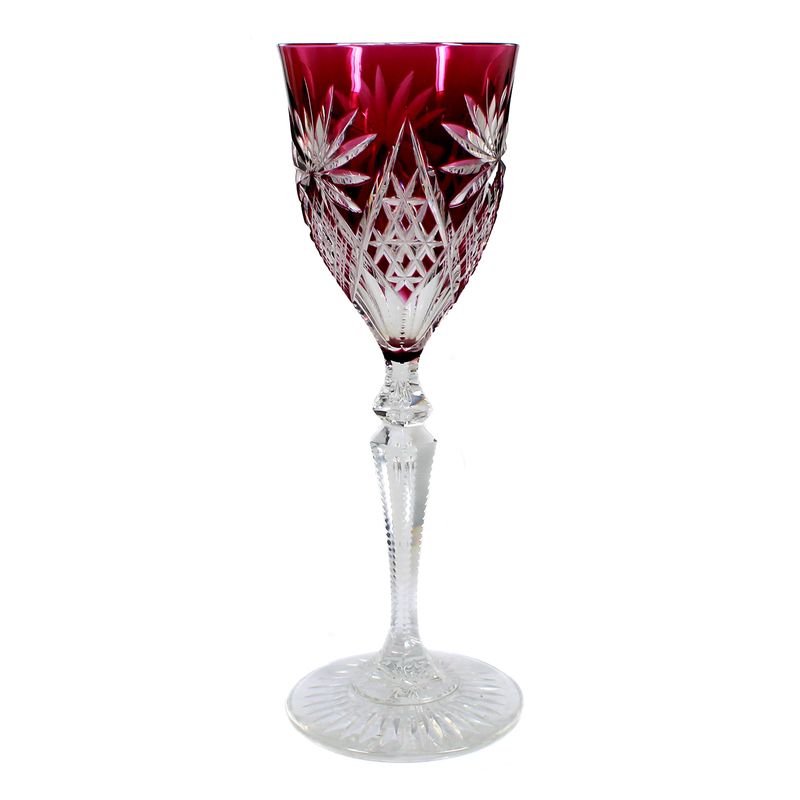 Stem glass with magenta overlay, Saarlouis series, Val St. Lambert, 1905-15.