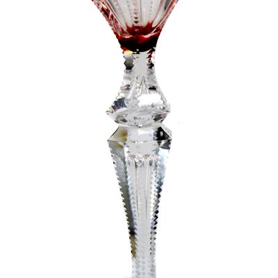 Stem glass with orange-red overlay, Saarlouis series, Val St. Lambert, 1905-15.