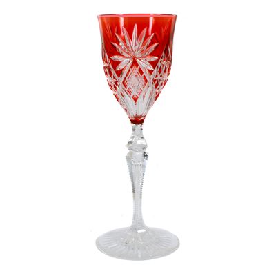 Stem glass with orange-red overlay, Saarlouis series, Val St. Lambert, 1905-15.