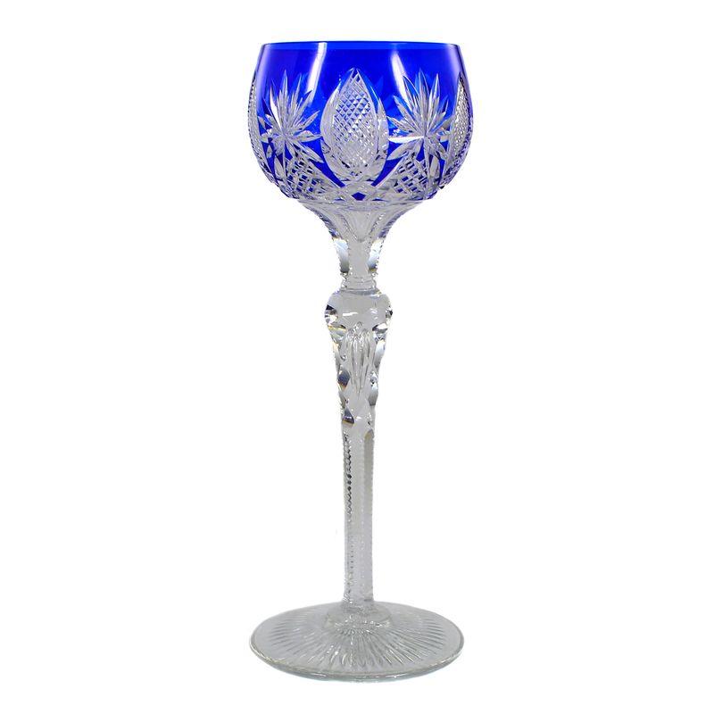Magnificent stem glass with cobalt blue overlay, Saint Louis around 1905-08