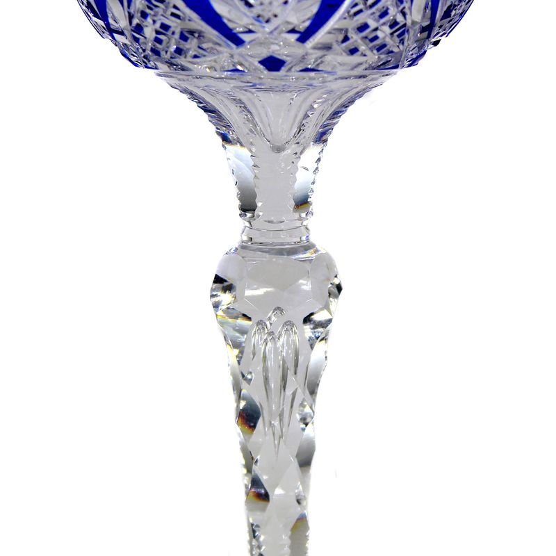 Magnificent stem glass with cobalt blue overlay, Saint Louis around 1905-08