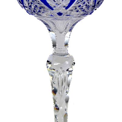 Magnificent stem glass with cobalt blue overlay, Saint Louis around 1905-08