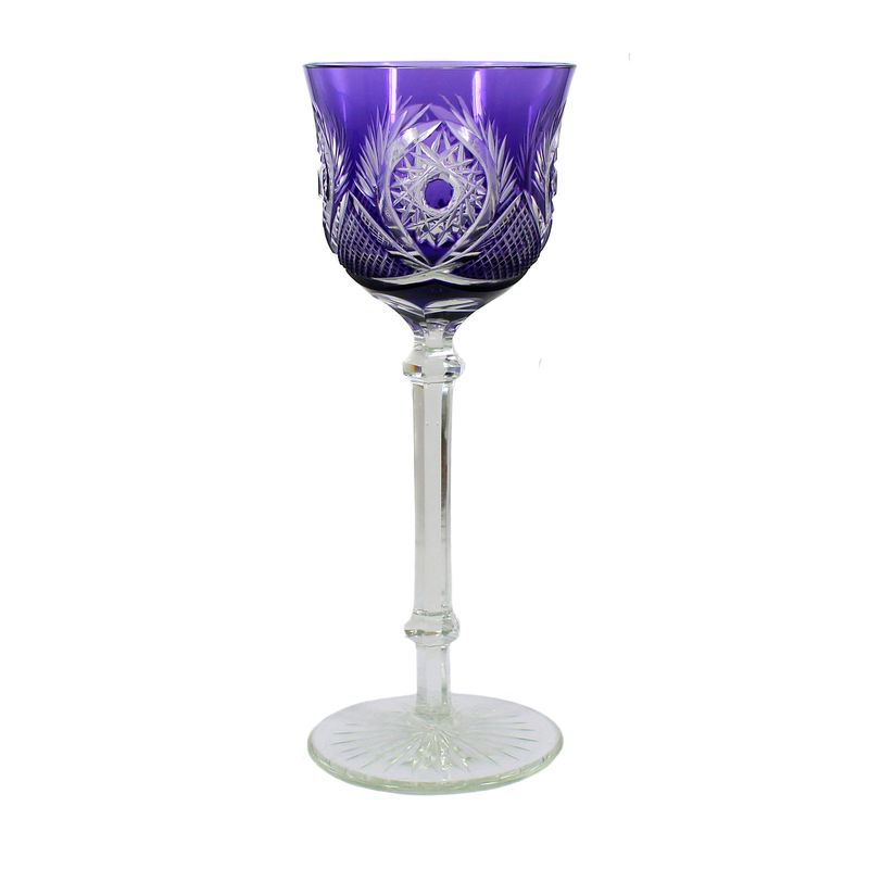 Tall stemmed glass with faceted stem and purple bowl, France or Silesia