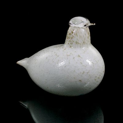 Vogelskulptur Willow, Schneehuhn , von Oiva Toikka, Littala in Nuutajärvi um 1982