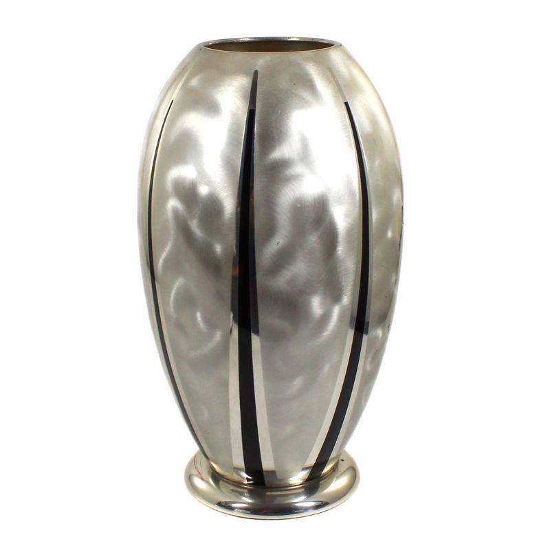 WMF Ikora metal vase with niello decoration, tower mark, shape 666