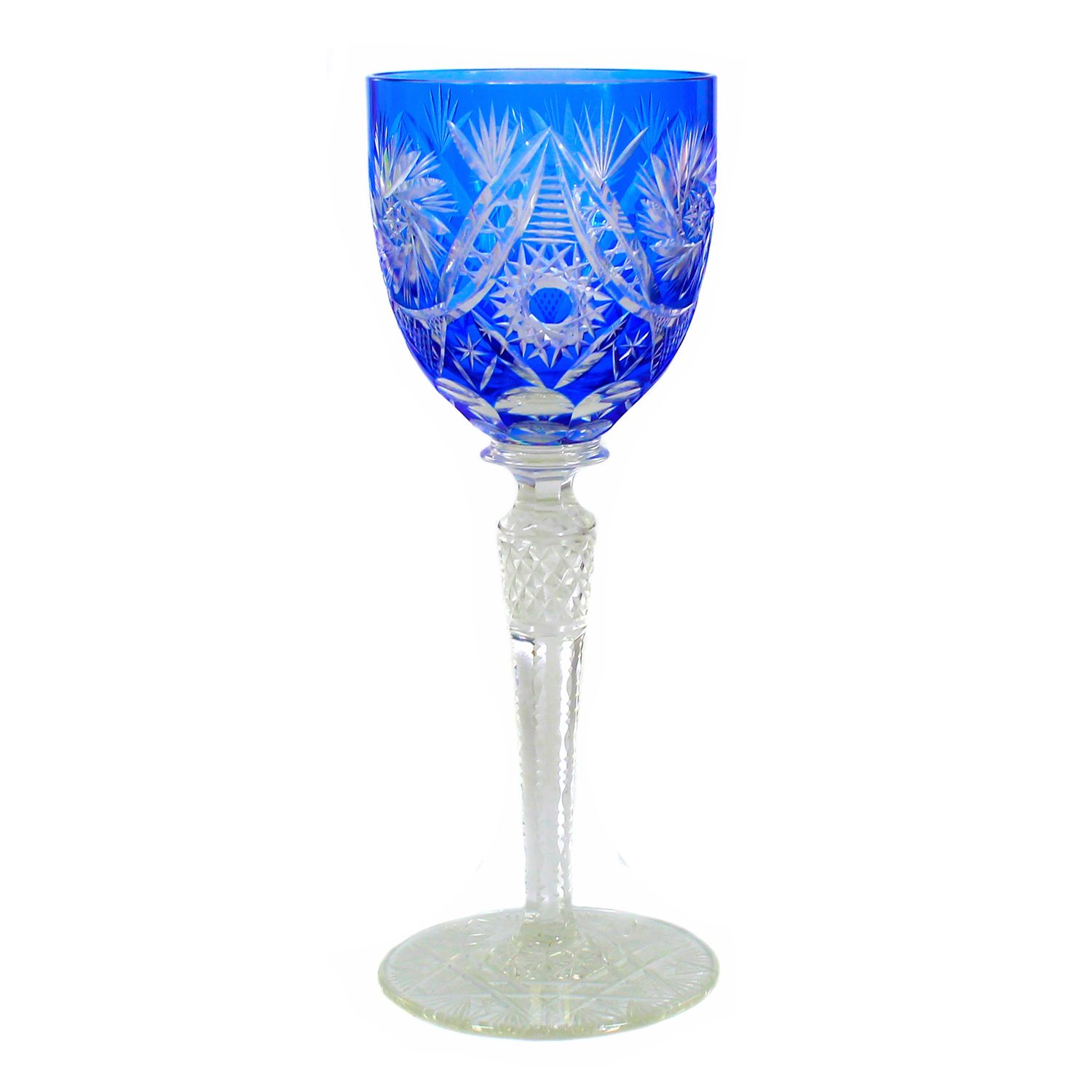 Stem glass with light blue overlay, Ferdinand von Poschinger around 1910