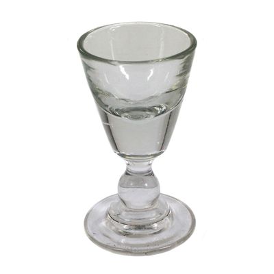 Massive shot glass, so-called &quot;cheater&quot; made of colorless glass, second half of the 19th century.