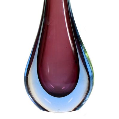 Tall Sommerso narrow-necked vase, Seguso Vetri d&#39;Arte, hut design after Flavio Poli