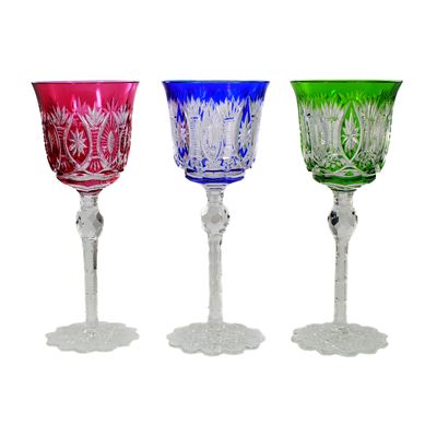 1 of 5 stemmed glasses with arched disc foot, Josephinenhütte, A. Pfohl