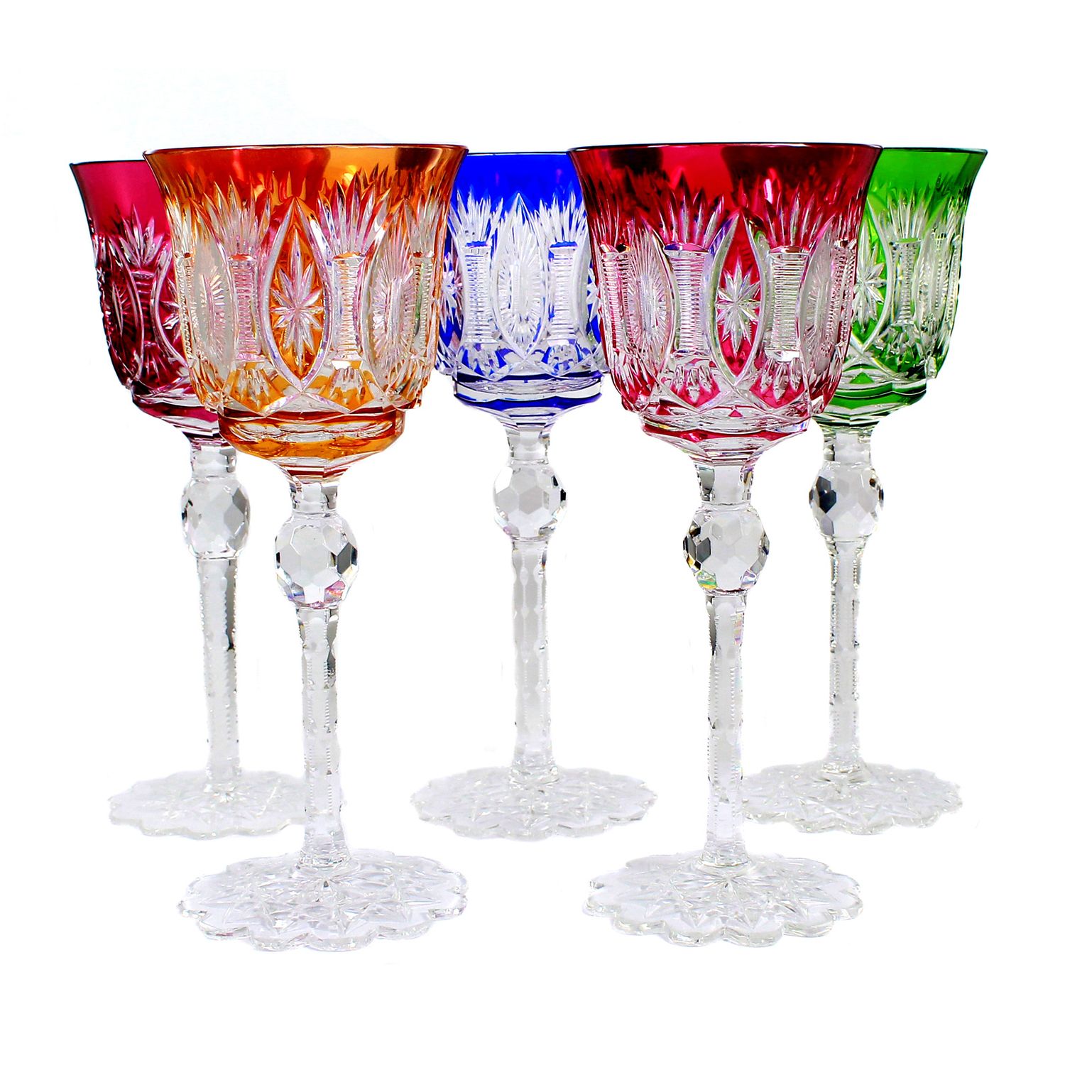 1 of 5 stemmed glasses with arched disc foot, Josephinenhütte, A. Pfohl