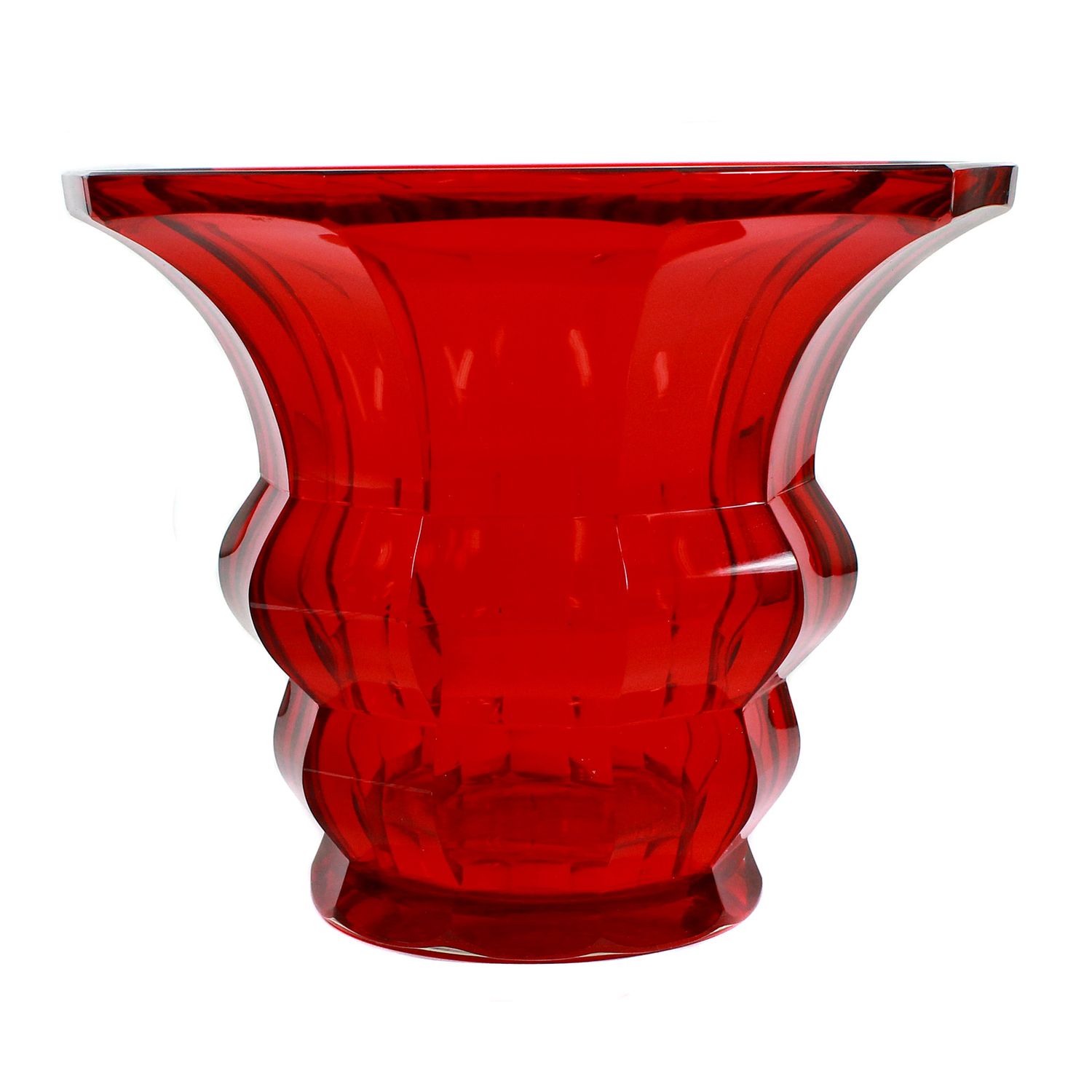 Bowl made of gold ruby ​​glass, multifaceted, Josephinenhütte or Riedel, circa 1930