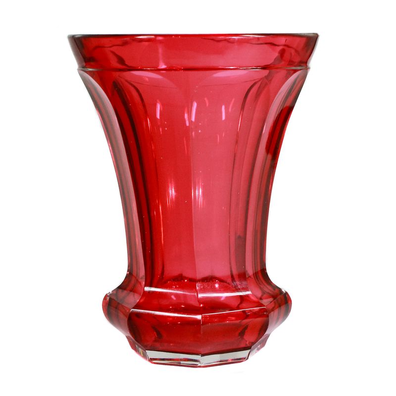 Cup made of colorless glass with a rosaline overlay, Bohemia, circa 1900