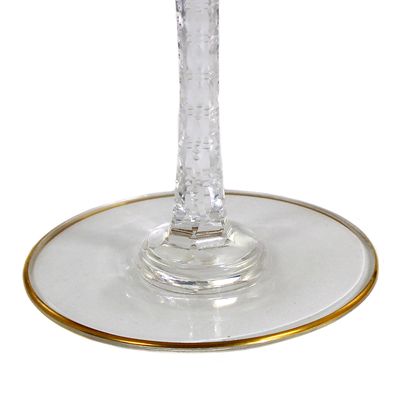 Seltenes und hohes Stängelglas mit jadlichen Schliffdekor, Josephinenhütte, um 1928-30