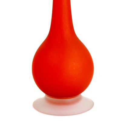 Enghalsvase aus orangefarbenem Glas mit mattierten Rundstand, Carlo Moretti