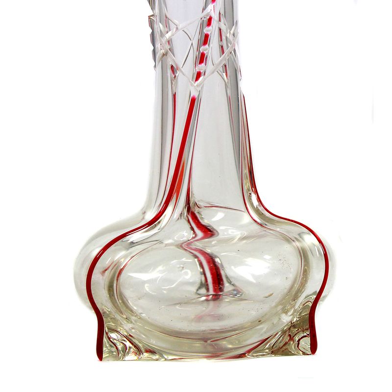 Pole vase with applied red glass threads, Schliersee or Regenhütte around 1900.