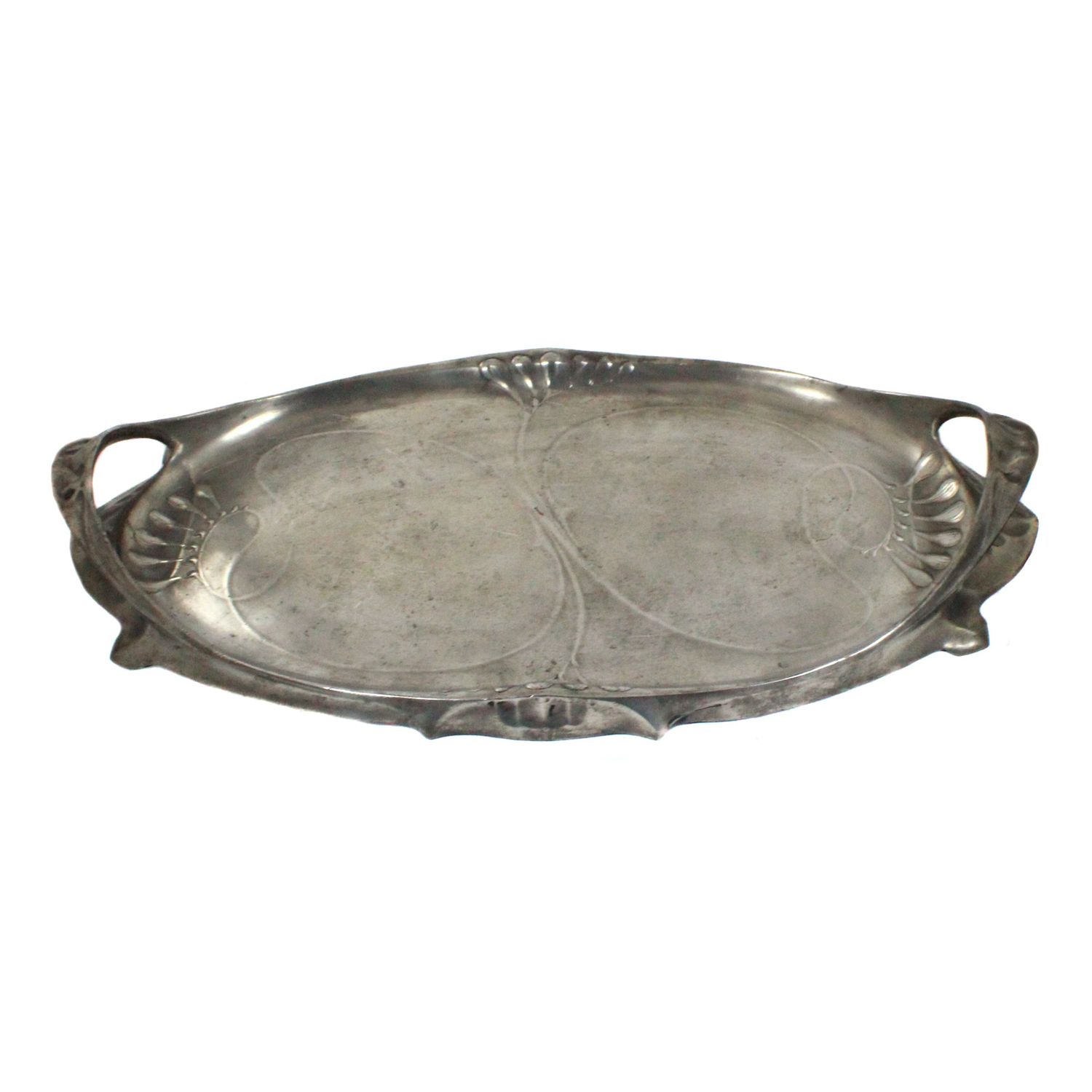 Tray with side handles, pewter, designed by Hugo Leven, circa 1904