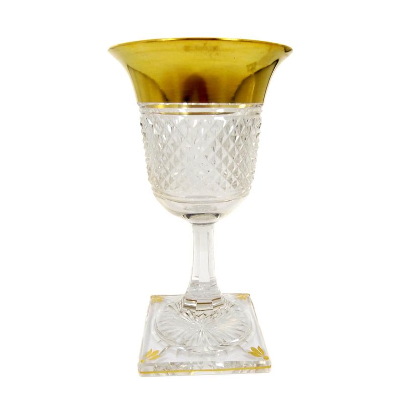 Wine glass with brilliant cut &amp; wide gold rim, Josephinenhütte, Viktoria