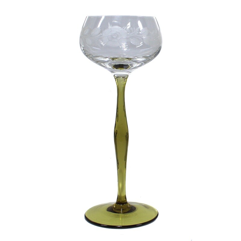 1st of 12. Stem glass with surrounding rose decoration and foliage, B. by Poschinger