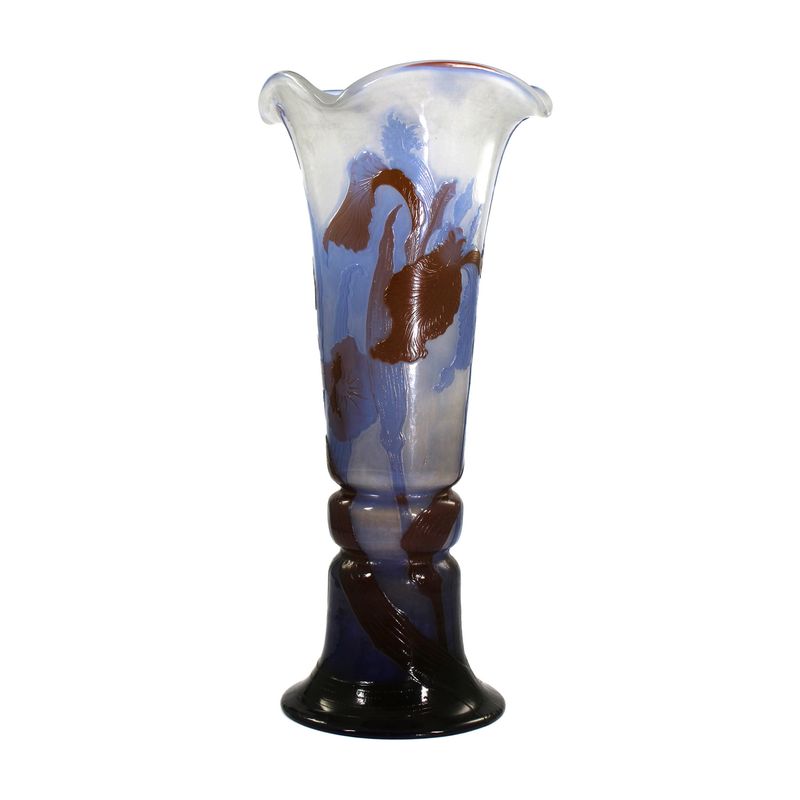 Tall vase decorated with an iris, Emile Galle, Nancy around 1900