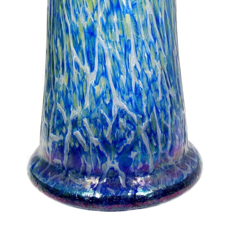 Large vase with yellow and blue crumbs, Bohemia around 1900