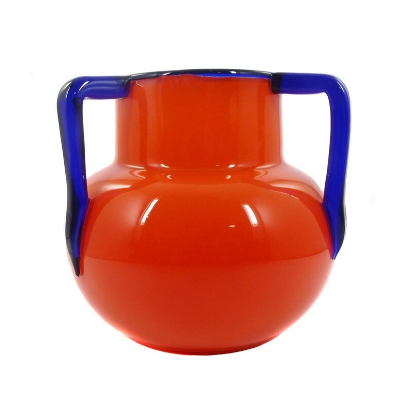 Large vase with three attached ribbon handles, Loetz 1920