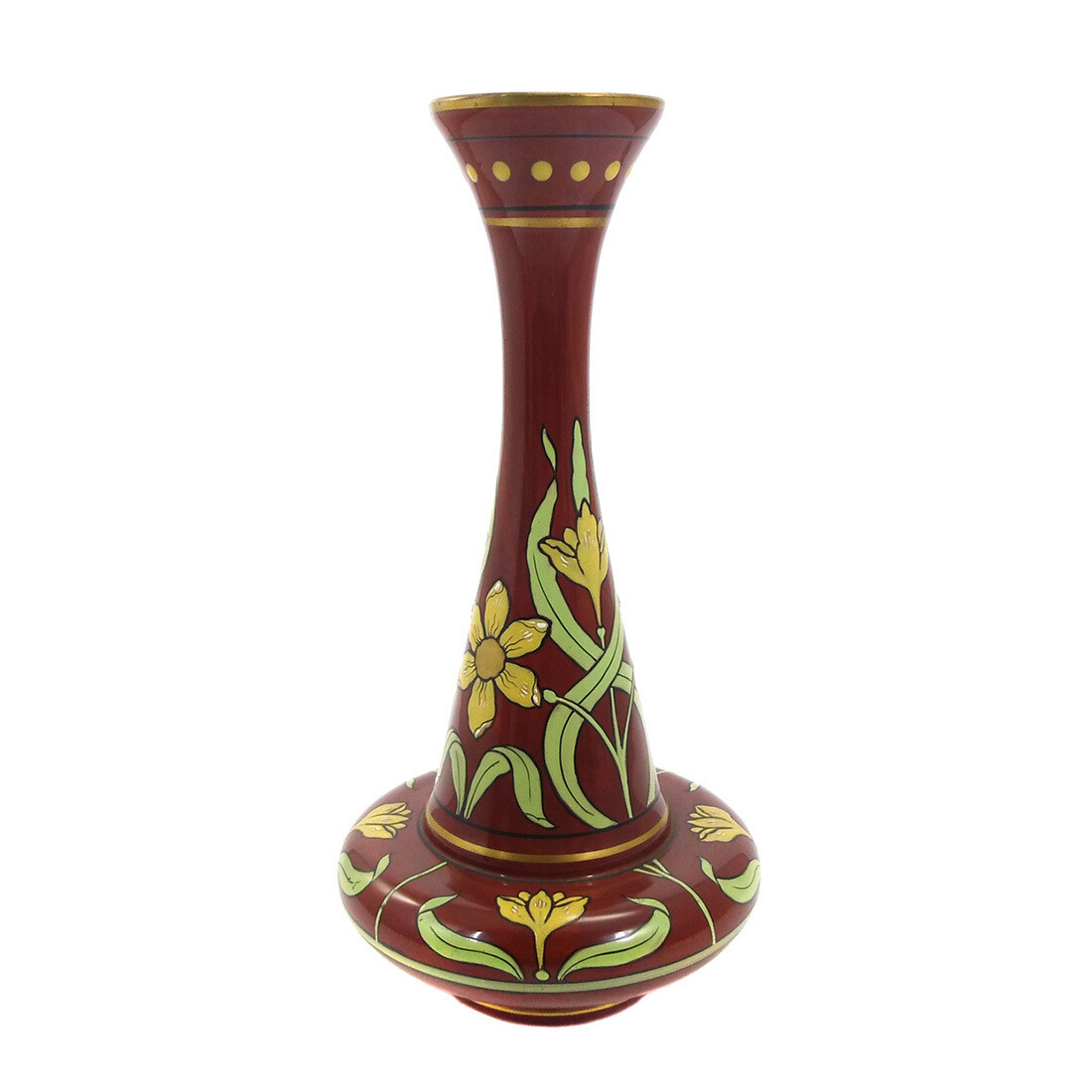 Art Nouveau vase in sealing-wax red glass, Imperial Glass Factory in Russia, circa 1900.