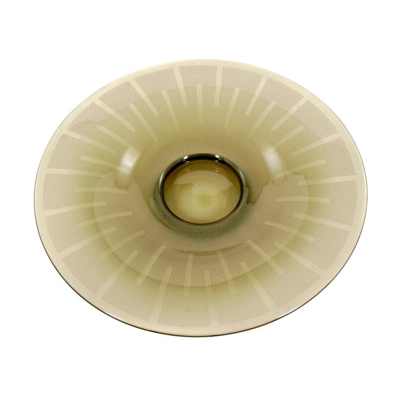 Large Art Deco bowl made of topaz-colored glass, signed. Schneider, France around 1927