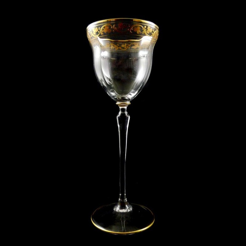 1st of 3. Stem glass with relief gold painting, Josephinenhütte, Gerlach/Pfohl