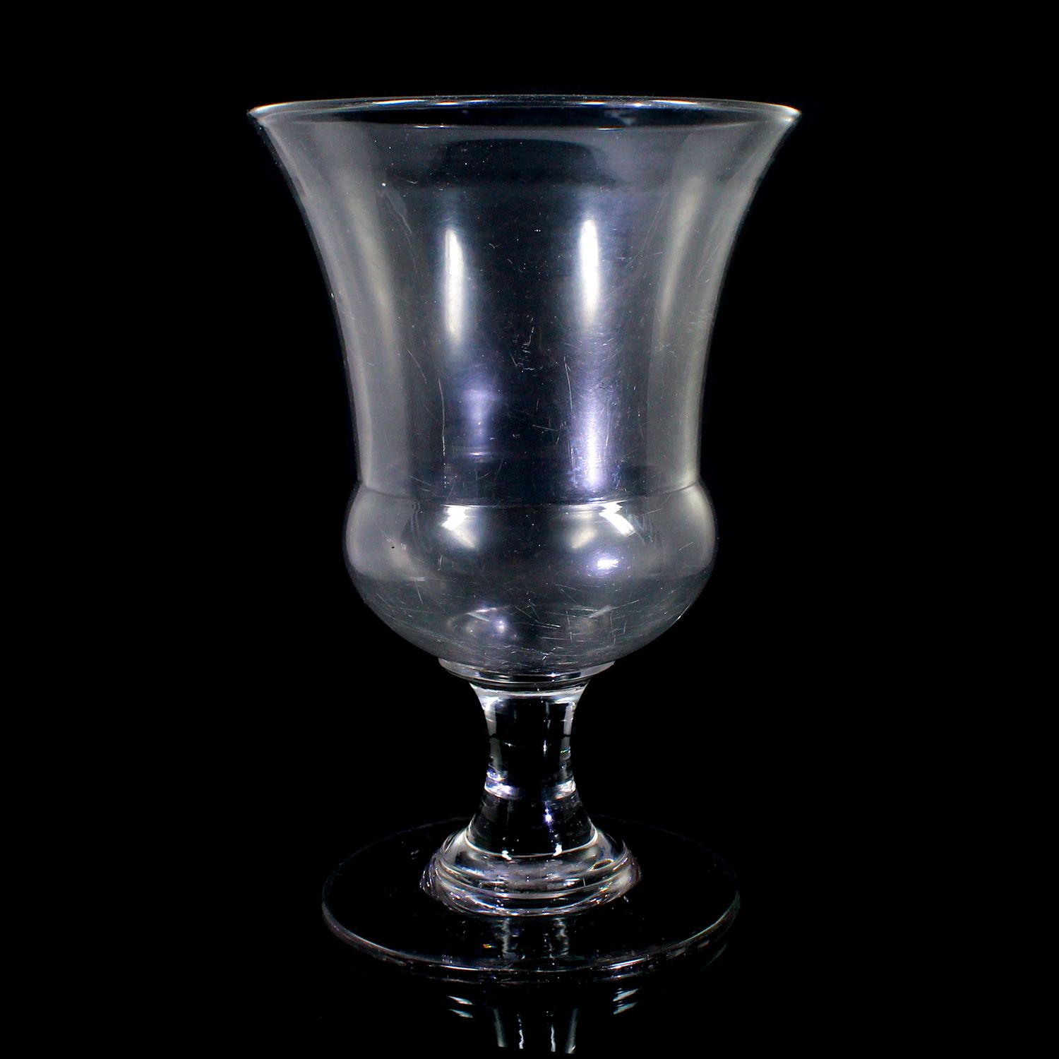 Large crater vase made of slightly greyish glass with a pontil mark, mid-19th century.