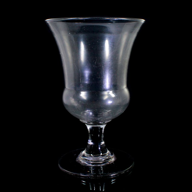 Large crater vase made of slightly greyish glass with a pontil mark, mid-19th century.