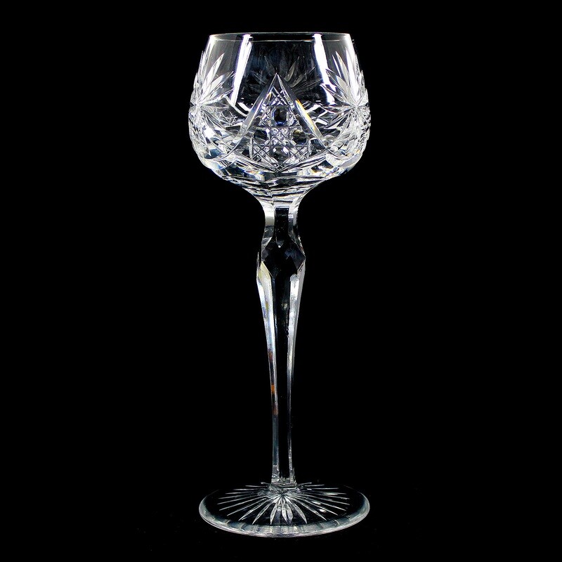 6 stem glasses made of colorless crystal glass with decorative cut, Fritz Heckert around 1912