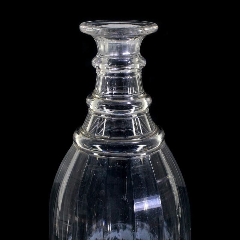 Multi-faceted, flask-shaped decanter with stopper, Imperial Glass Factory