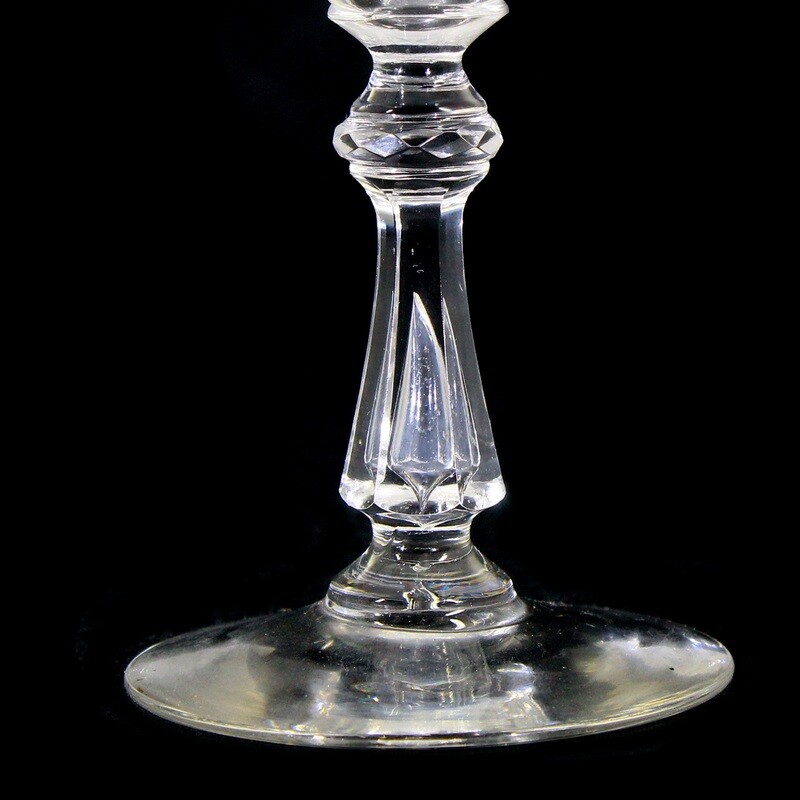 1st of 3. Champagne glass with baluster shaft and pierced air bubble, Fenner Glashütte