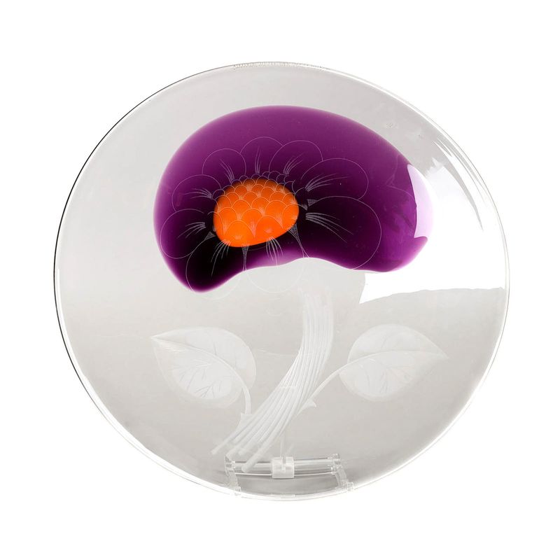 Bowl with engraved flower &amp; color melting, Orrefors, Olle Alberius around 1977
