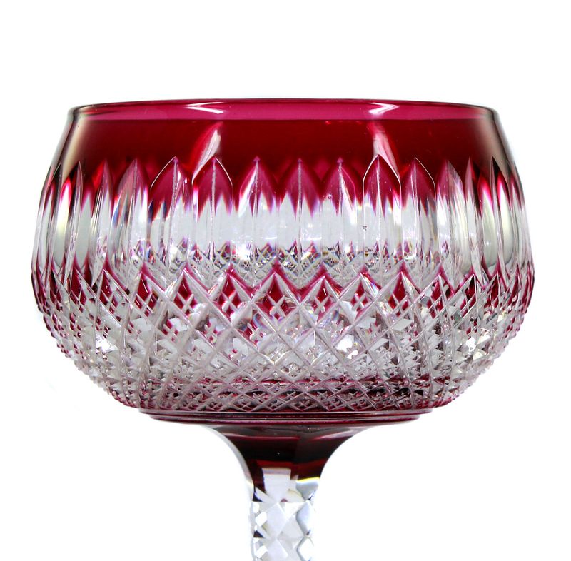 Stem glass with violet overlay, Loreley cut, Val St. Lambert, around 1915.