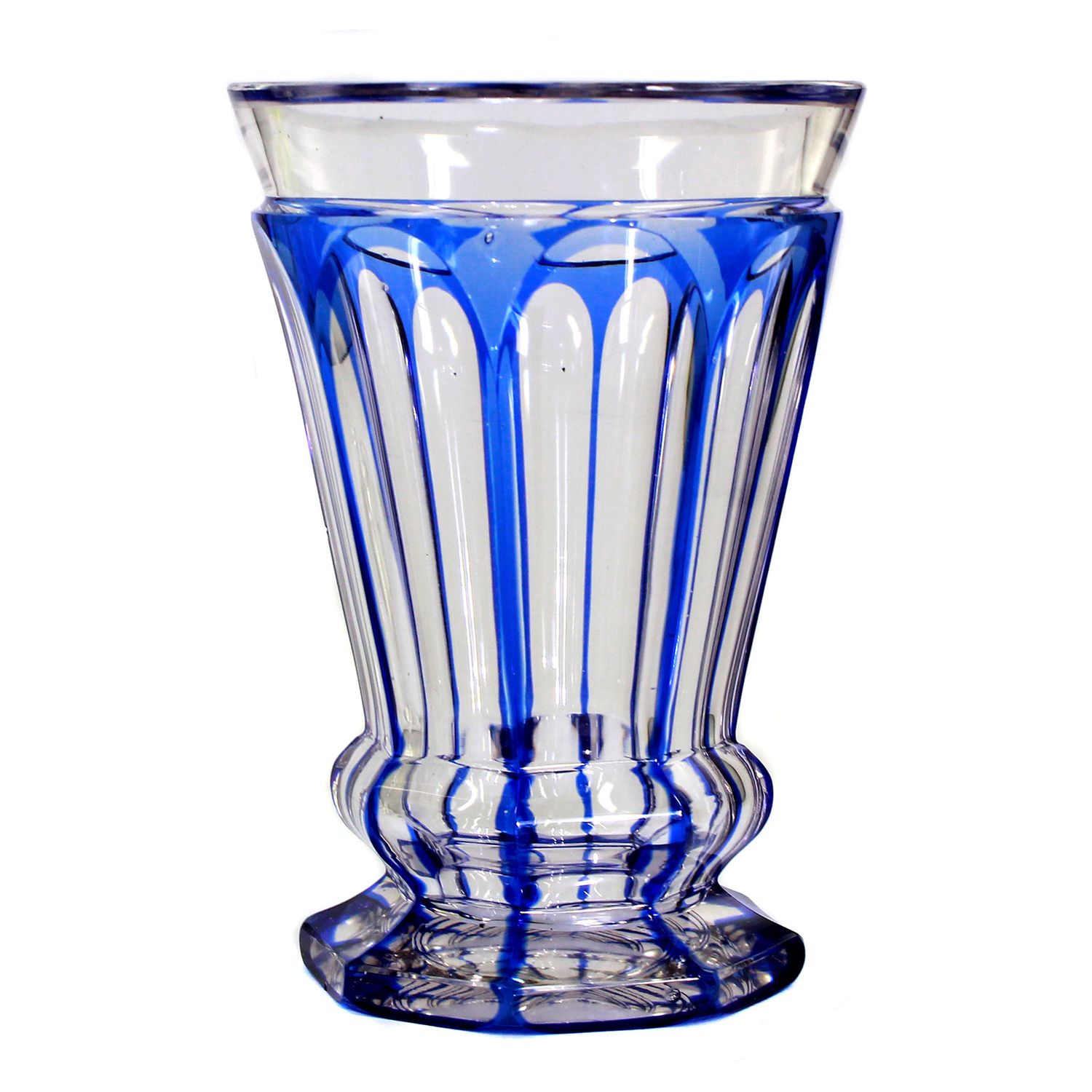 Beaker of colorless glass with light blue overlay, Bohemia, c. 1830
