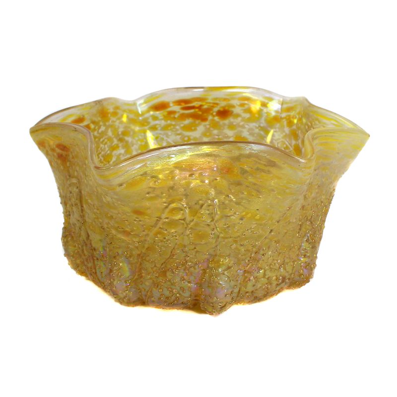 Art Nouveau bowl with silver-yellow flakes, Elisabeth Glass Factory around 1900-05