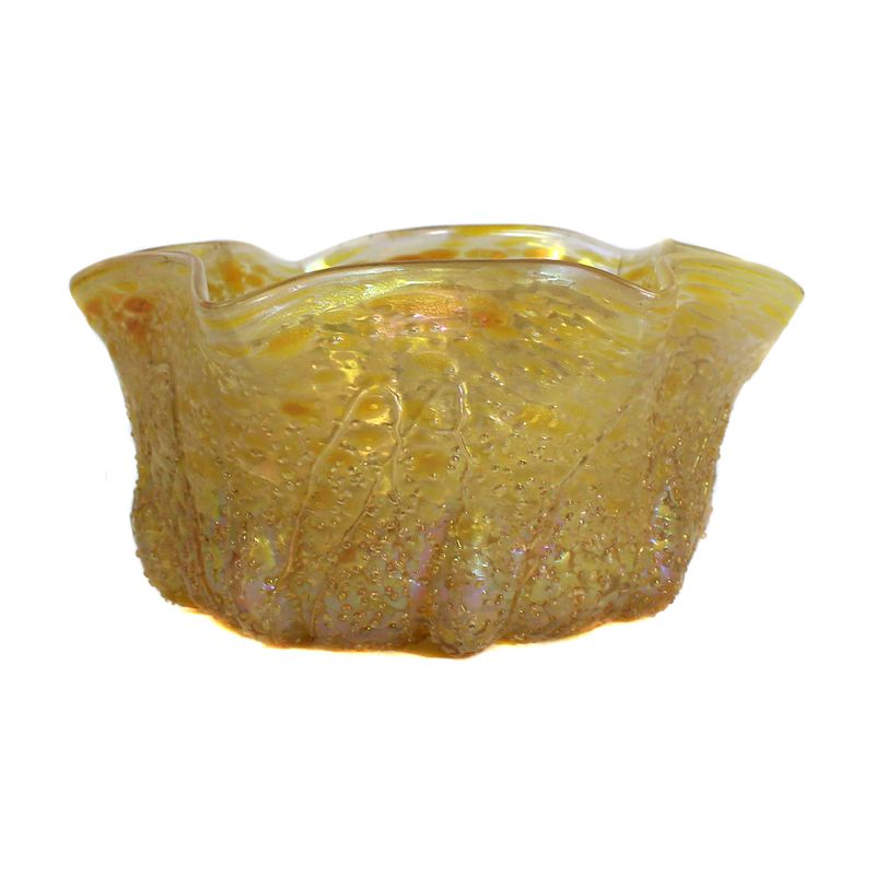 Art Nouveau bowl with silver-yellow flakes, Elisabeth Glass Factory around 1900-05