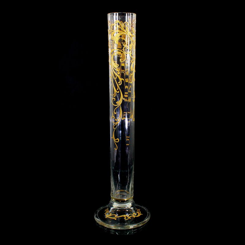 Rod glass with gold and enamel painting, Fritz Heckert, designed by Oskar Jummel