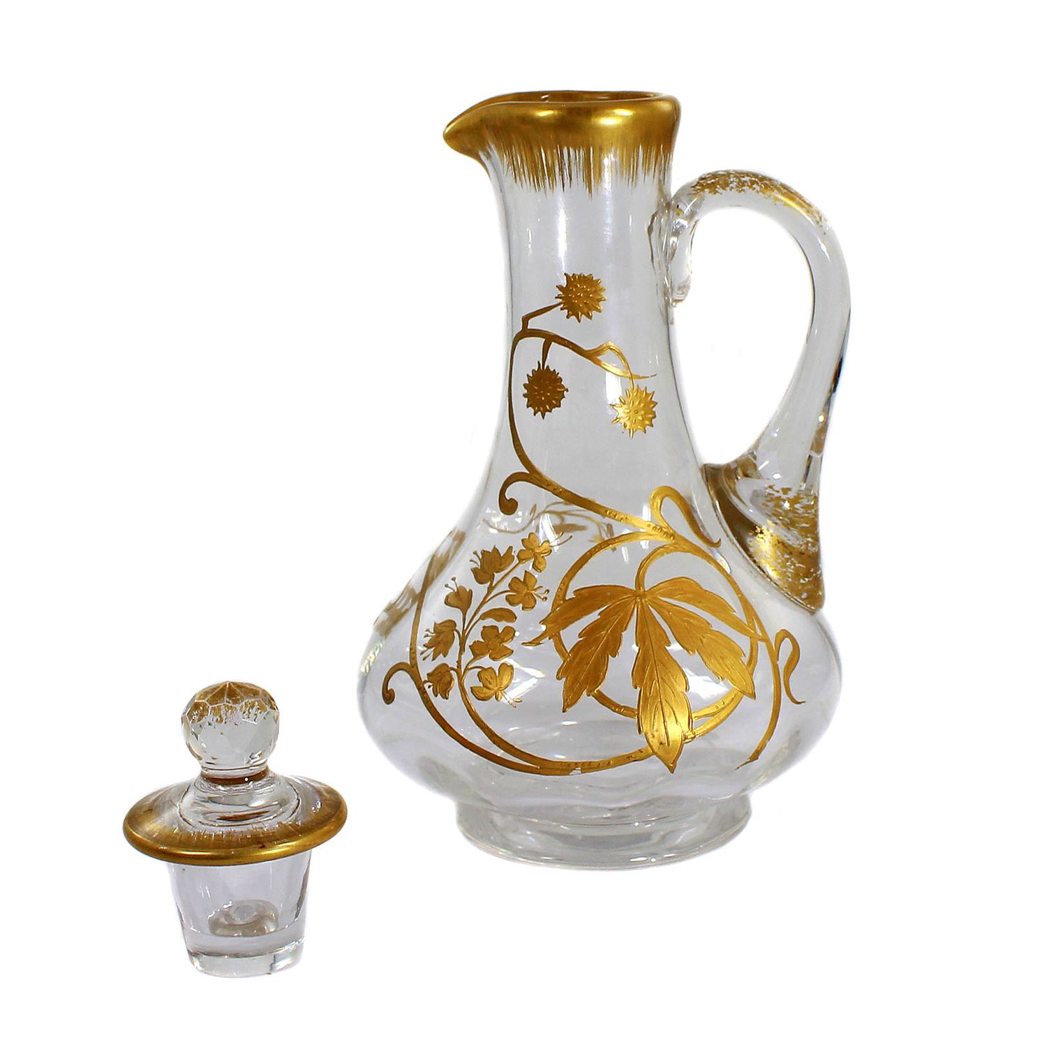 French jug with lid and postous gold painting around 1900