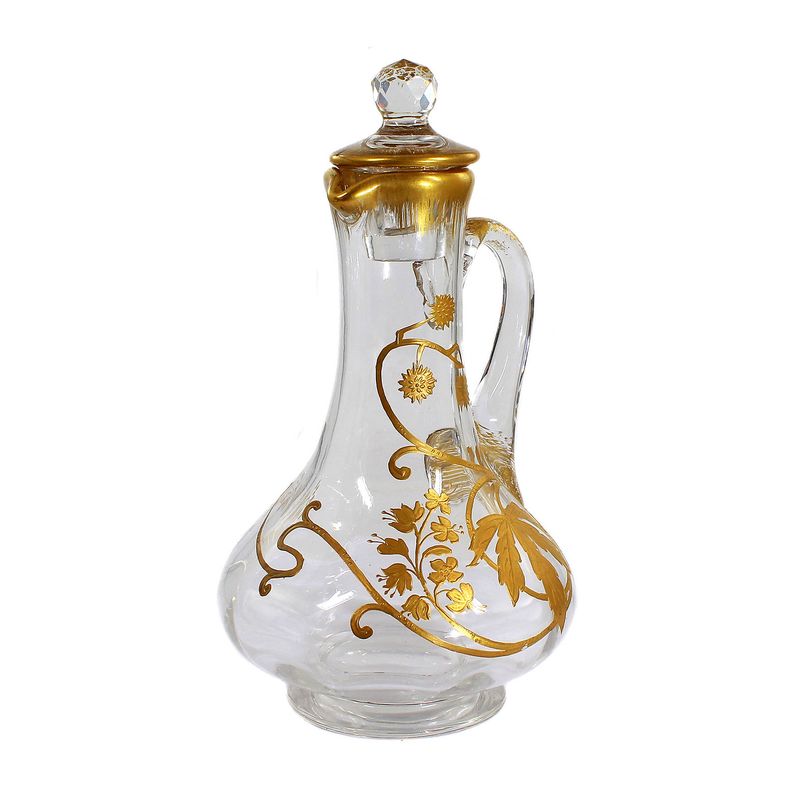 French jug with lid and postous gold painting around 1900