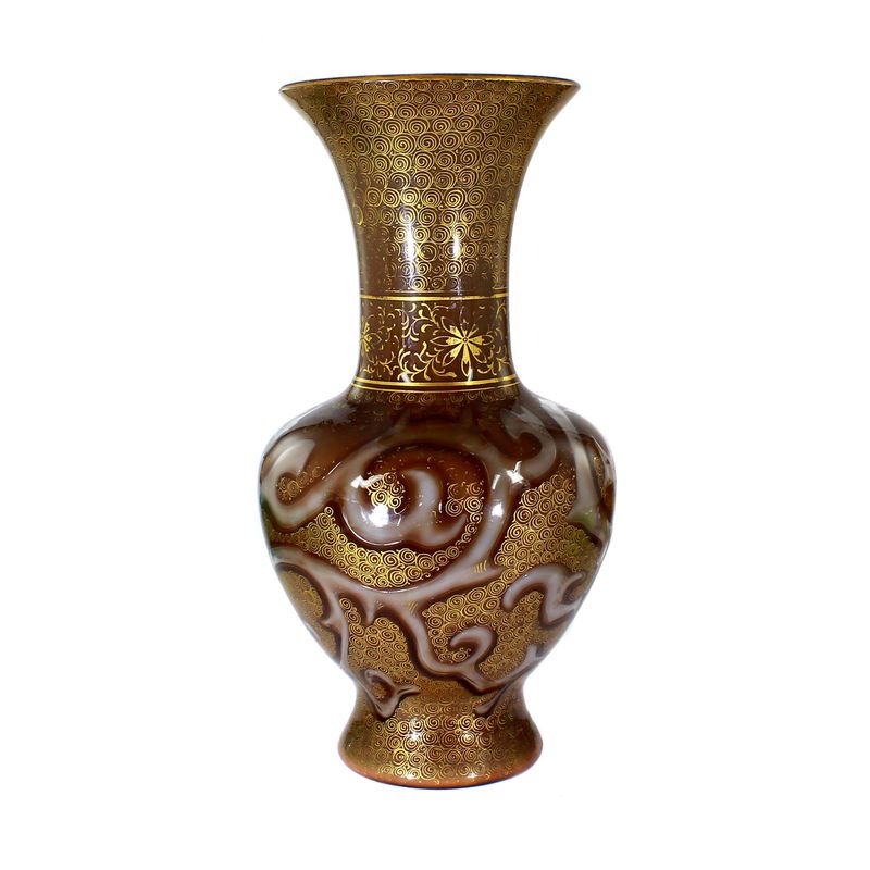 Vase with opaque blue inner rim, Loetz, Octopus series, around 1888