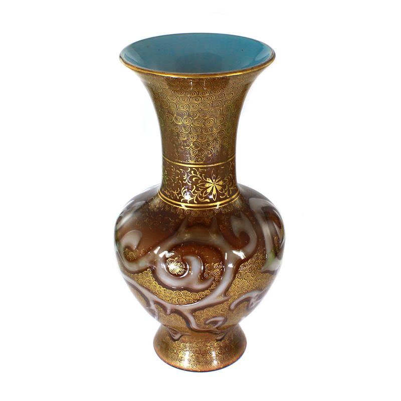 Vase with opaque blue inner rim, Loetz, Octopus series, around 1888